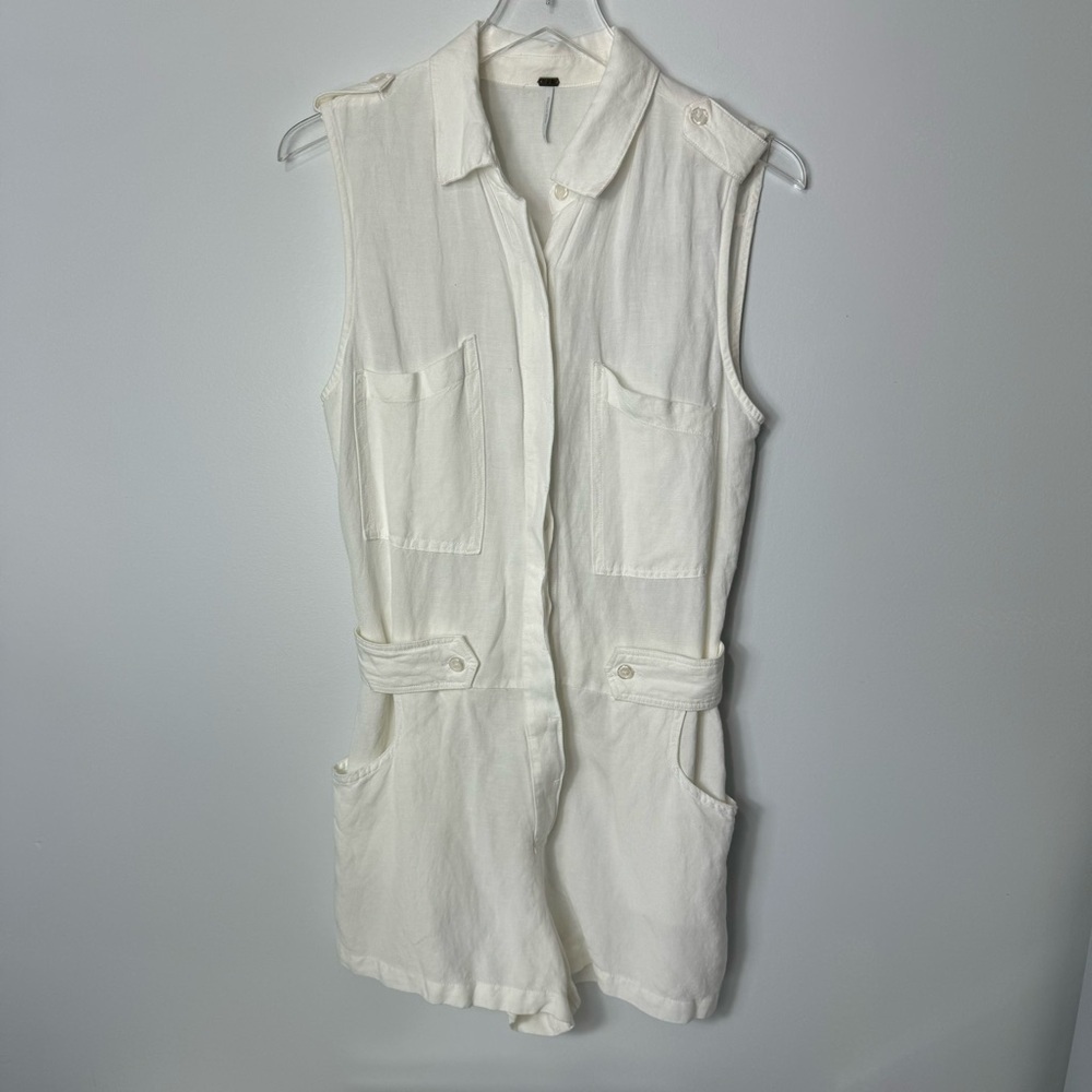 Young Fabulous Broke YFB white linen blend rompber size small 1938